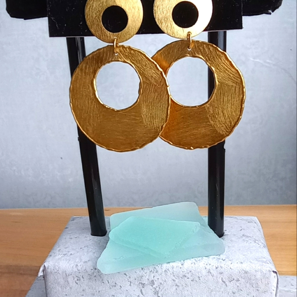 RIVKA FRIEDMAN Brazil Double Circle Door Knocker Earrings Post Style